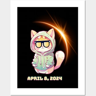 Chibi Cat SOlar Eclipse 2024 Posters and Art